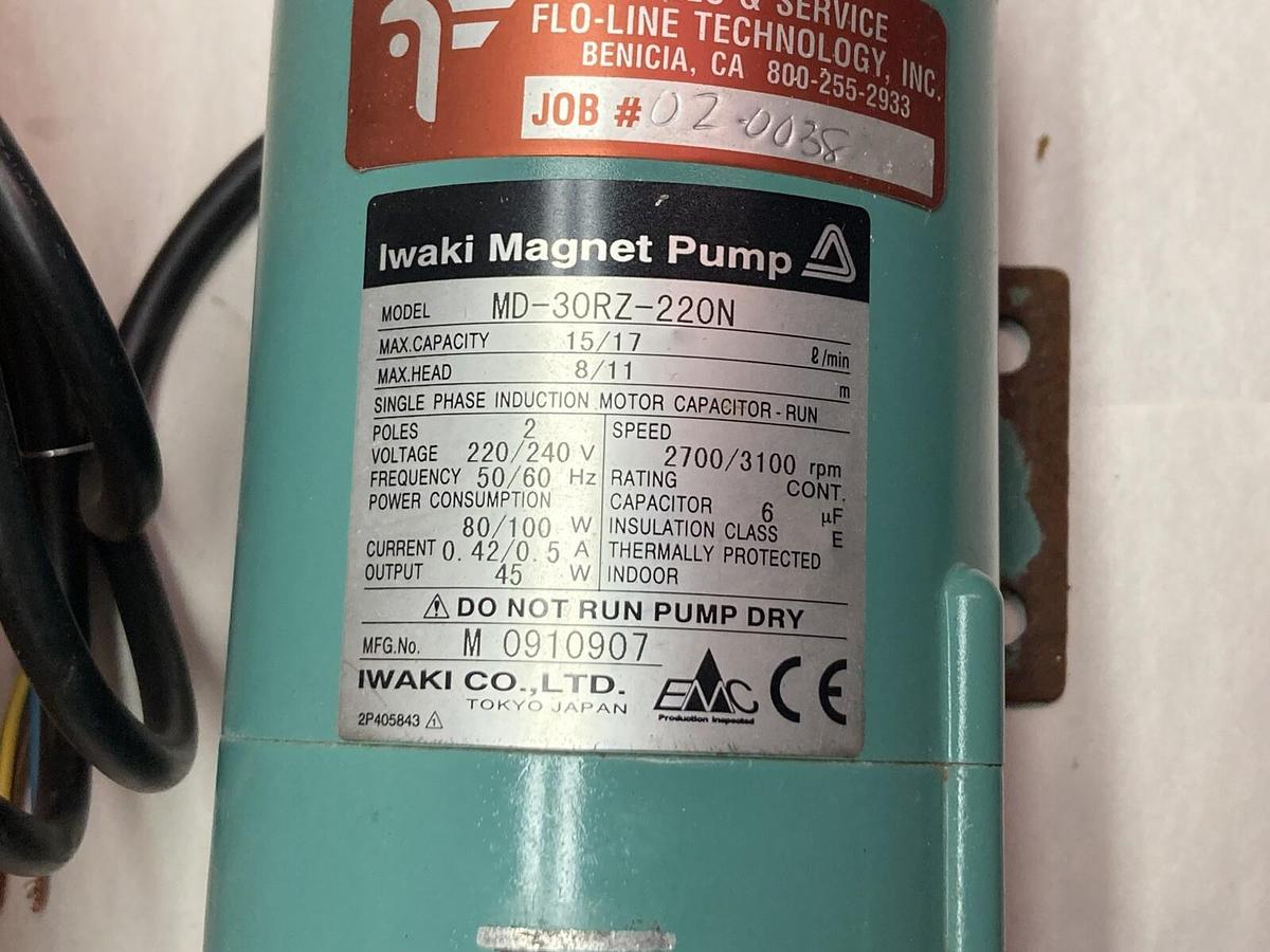 Used Iwaki,MD-30RZ-220N,2-Pole Magnet Pump 220/240V