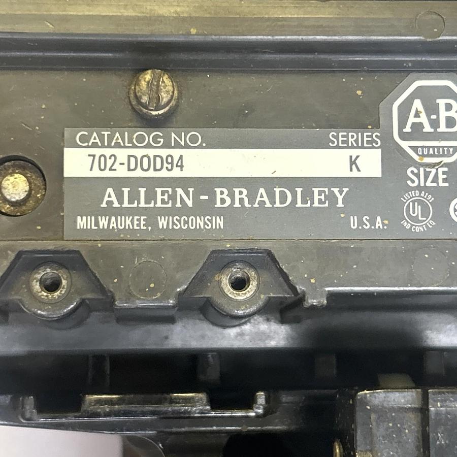 Used ALLEN BRADLEY,702-D0D94,SIZE 3 CONTACTOR 90A 600V