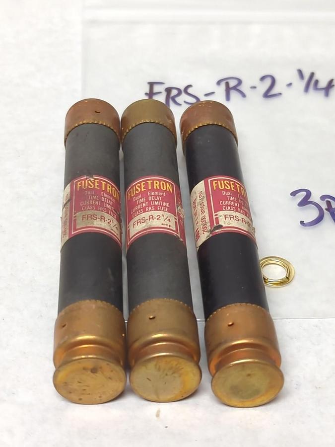 Used COOPER BUSSMANN,FRS-R-2-1/4,FUSETRON 2-1/4 AMP FUSE LOT OF 3 PRE-OWNED