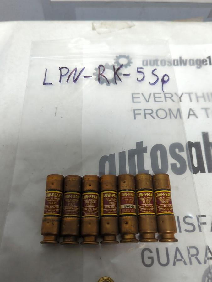 COOPER BUSSMANN,LPN-RK-5SP,LOW-PEAK 5 AMP FUSE LOT OF 7 NOS