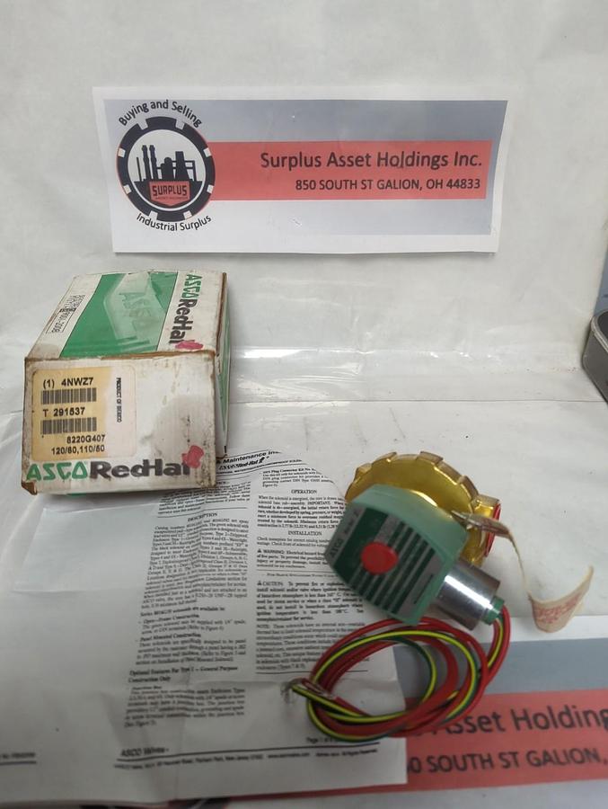 ASCO,8220G407,SOLENOID VALVE 3/4 INCH 2-WAY NOS