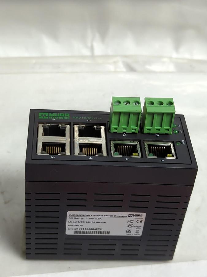 Used MURR,58170,MES 10/100 ETHERNET SWITCH 9-30V 0.6A PRE-OWNED