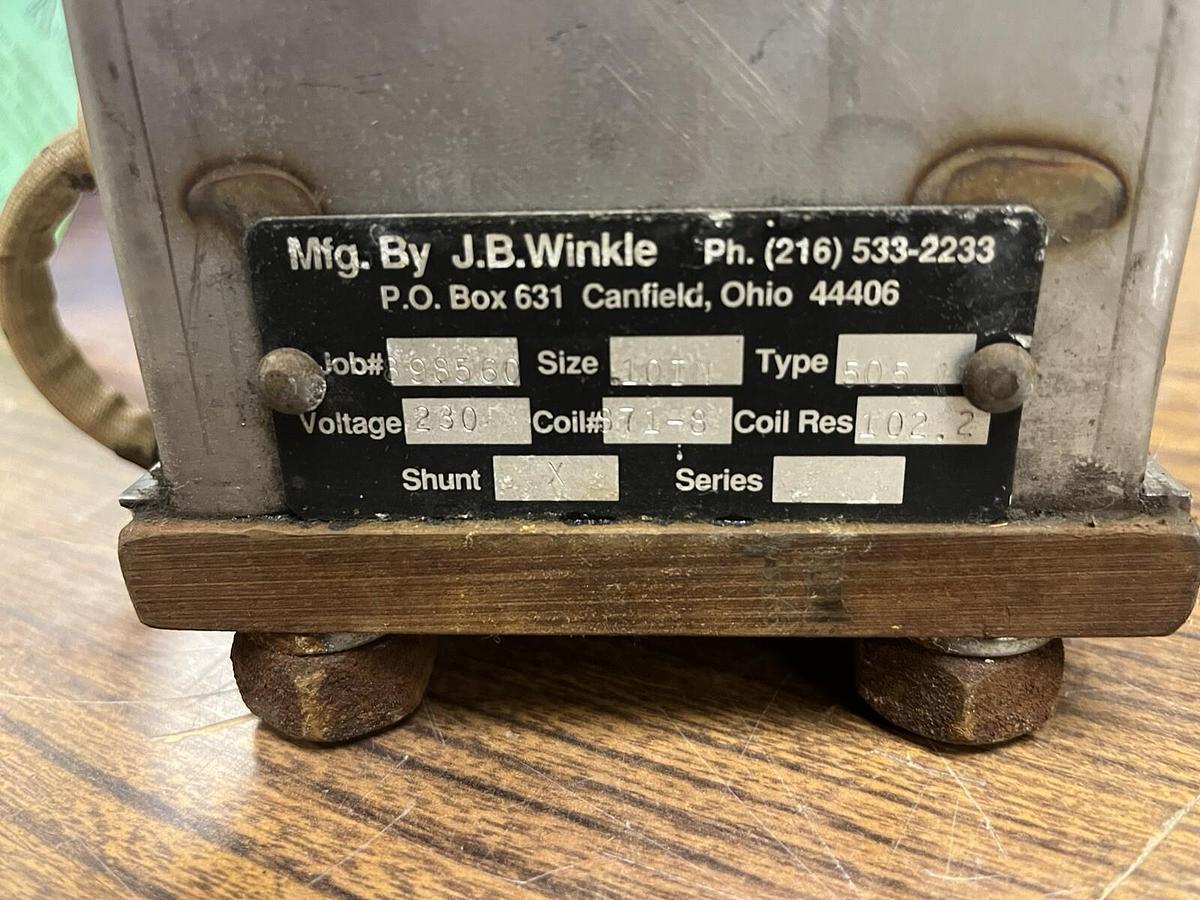 Used J.B. WINKLE,9-871-8,SIZE 10" SHUNT COIL 230VDC TYPE 505