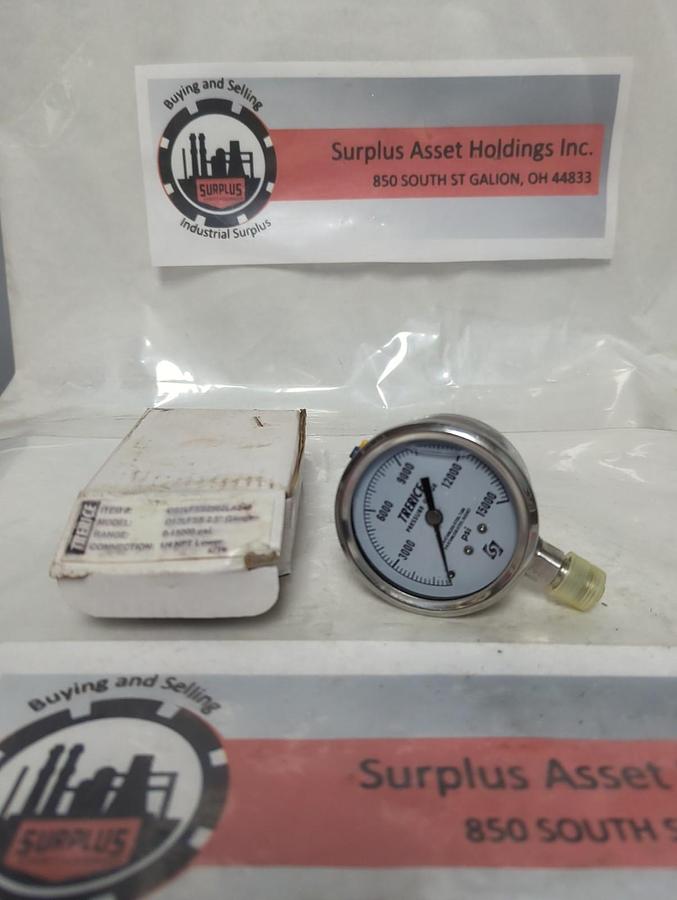 TRERICE,D83LFSS,PRESSURE GAUGE 2.5 INCH FACE 1/4 INCH LM 0-15000 PSI NOS