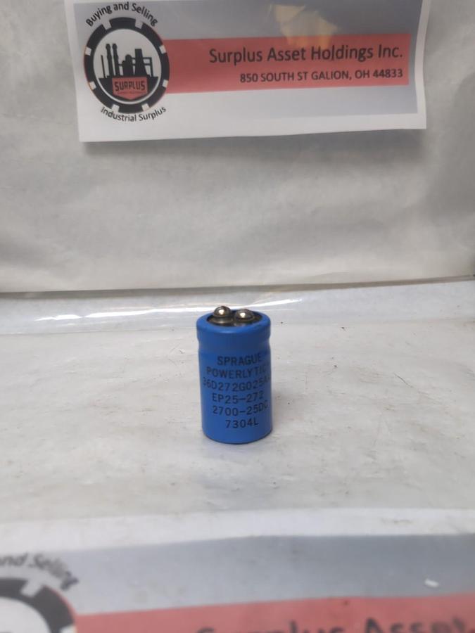 Used SPRAGUE,36D272G025AA2A,POWERLYTIC CAPACITOR 2700-25DCDC PRE-OWNED