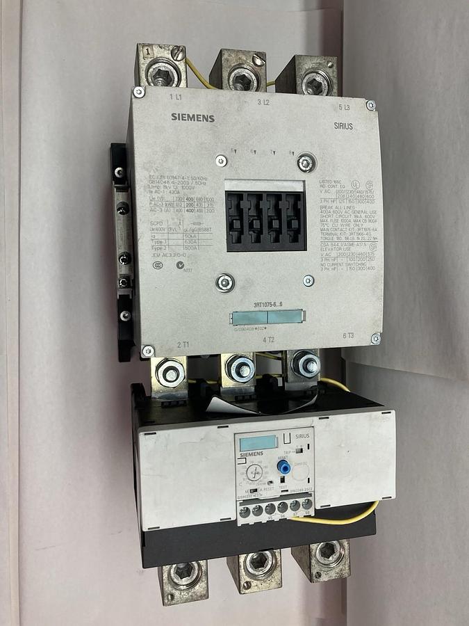 Used Siemens,3RT1075-6…6,Contactor w/Overload Set. 430A 1000V
