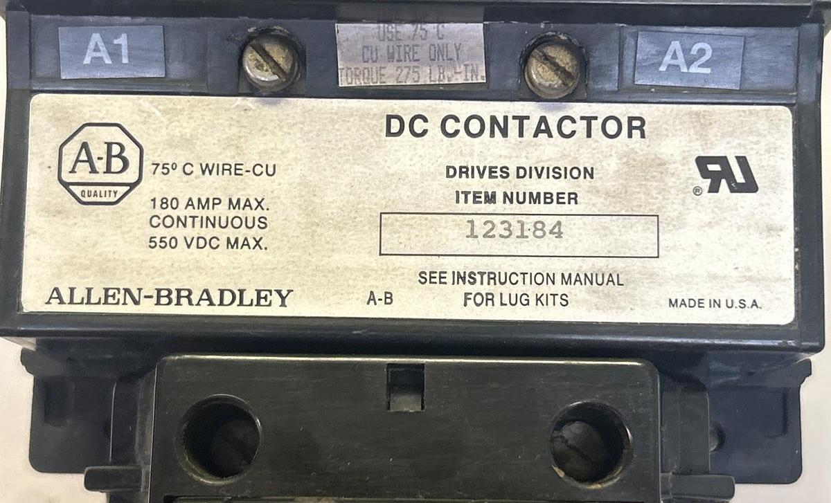 Used ALLEN BRADLEY,123184,DC CONTACTOR 180A 550VDC