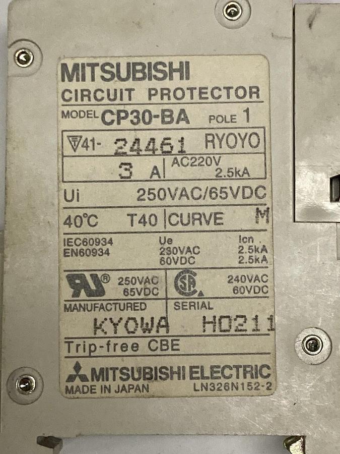 Used Mitsubishi,CP30-BA,1-Pole Circuit Protector
