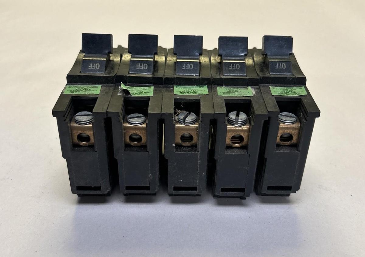 Used FEDERAL PACIFIC,NA-NI120,CIRCUIT BREAKER 20A 120/240V 1P LOT OF 5