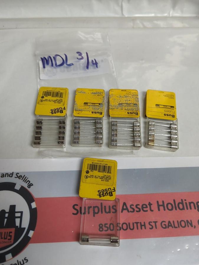 COOPER BUSSMANN,MDL-3/4,3/4 AMP FUSE LOT OF 21 NOS