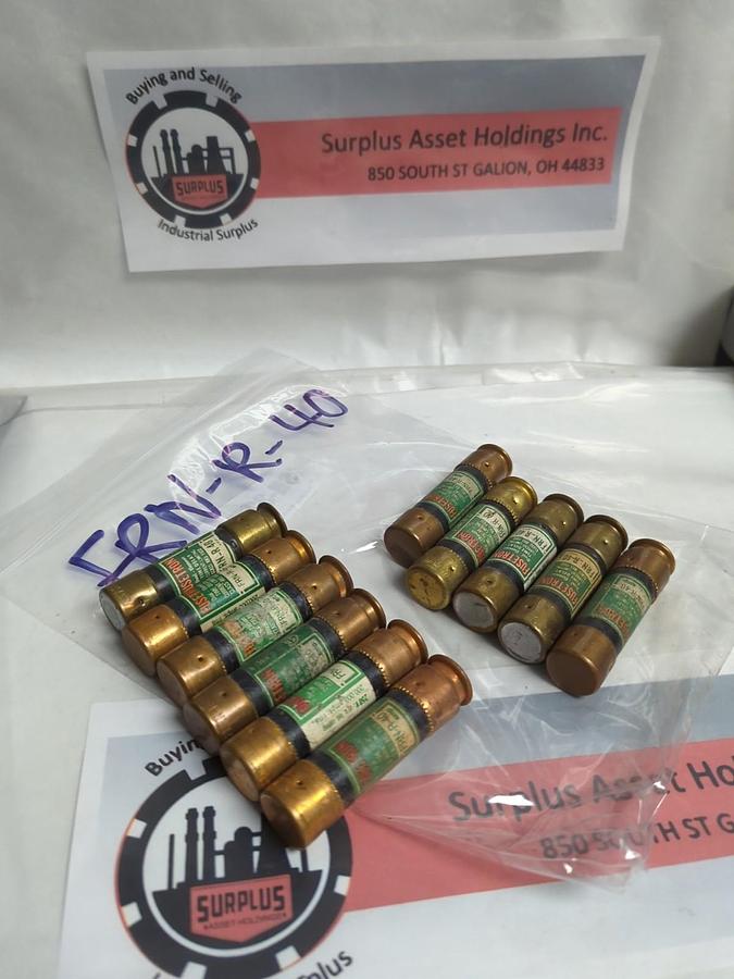 Used COOPER BUSSMANN,FRN-R-40,FUSETRON 40 AMP FUSE LOT OF 11 PRE-OWNED