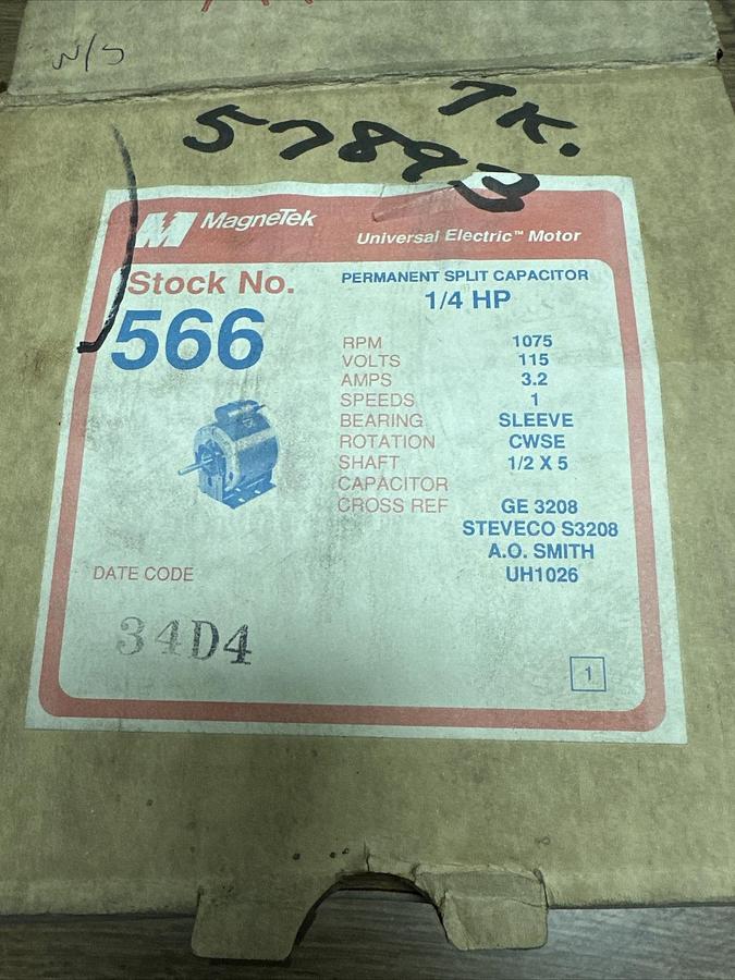 Magnetek,HE3G293N,1/4HP 1075RPM 115V 1PH Blower Motor