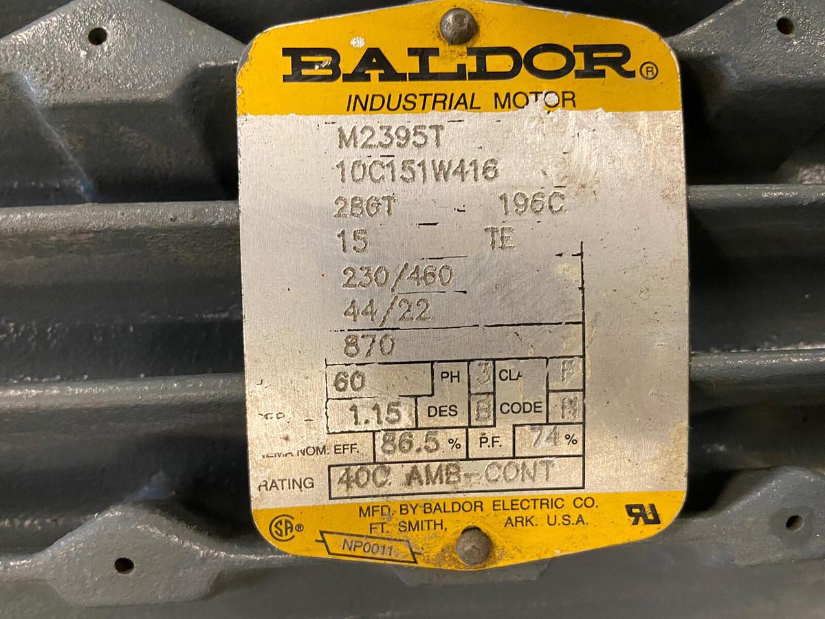 Used Baldor,M2395T,15Hp Motor 870RPM 230/460V Frame 286T Refurbished