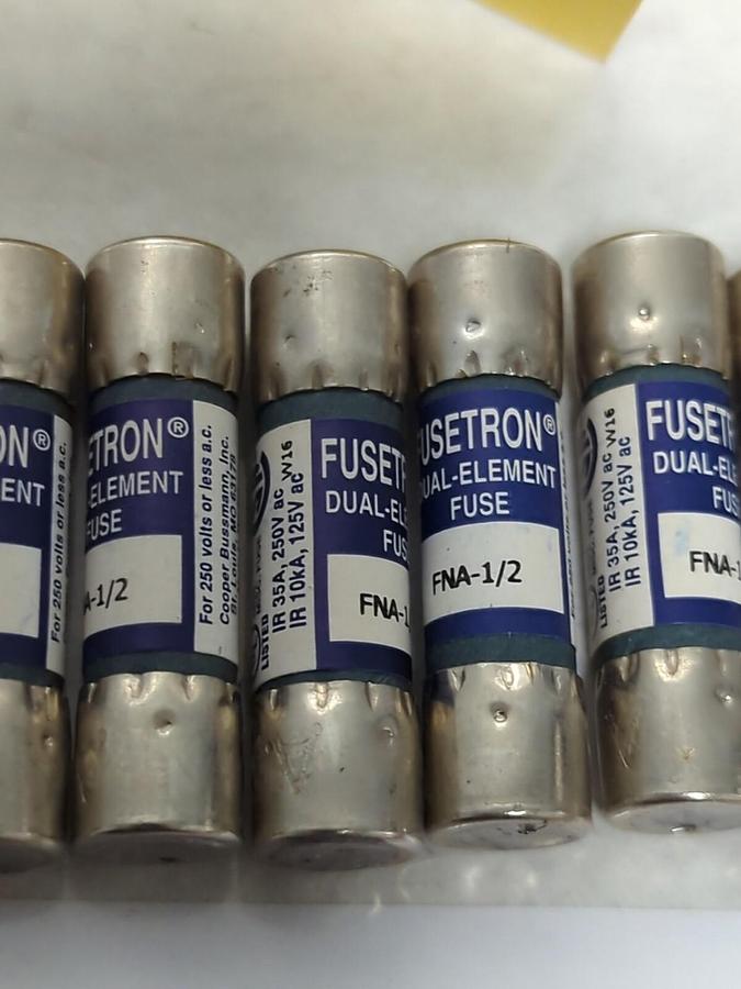 COOPER BUSSMANN,FNA-1/2,FUSETRON 1/2 AMP FUSES BOX OF 10 NOS