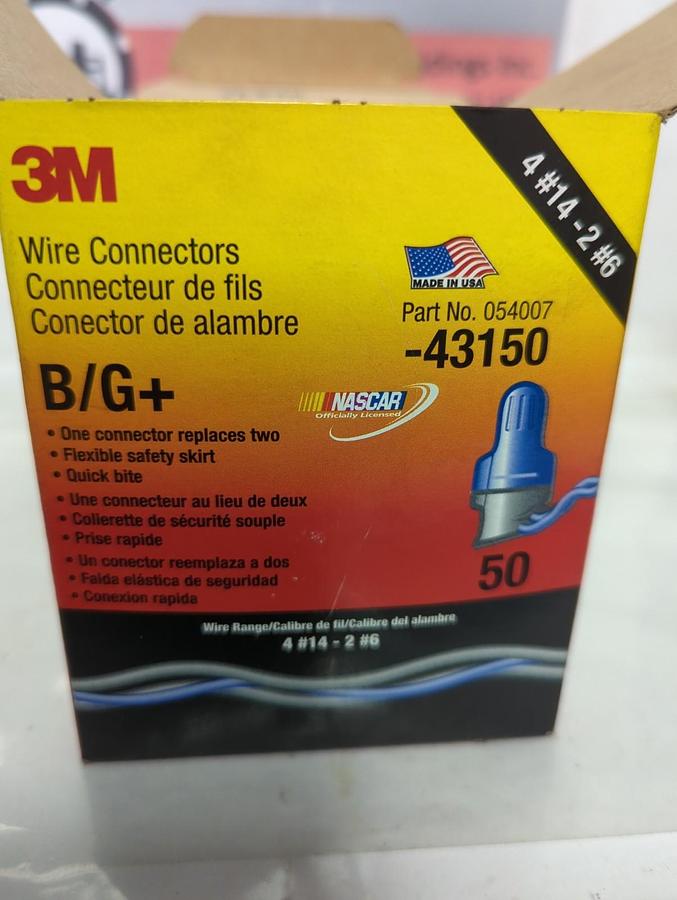 3M,054007,B/G+ WIRE CONNECTORS 4 #14-2 #6 BOX OF 50 PCS NOS