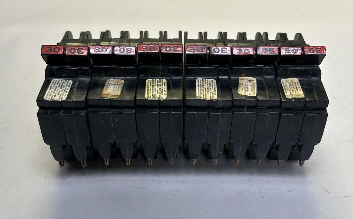 Used FEDERAL PACIFIC,NC230,CIRCUIT BREAKER 30A 120/240V 2P LOT OF 6