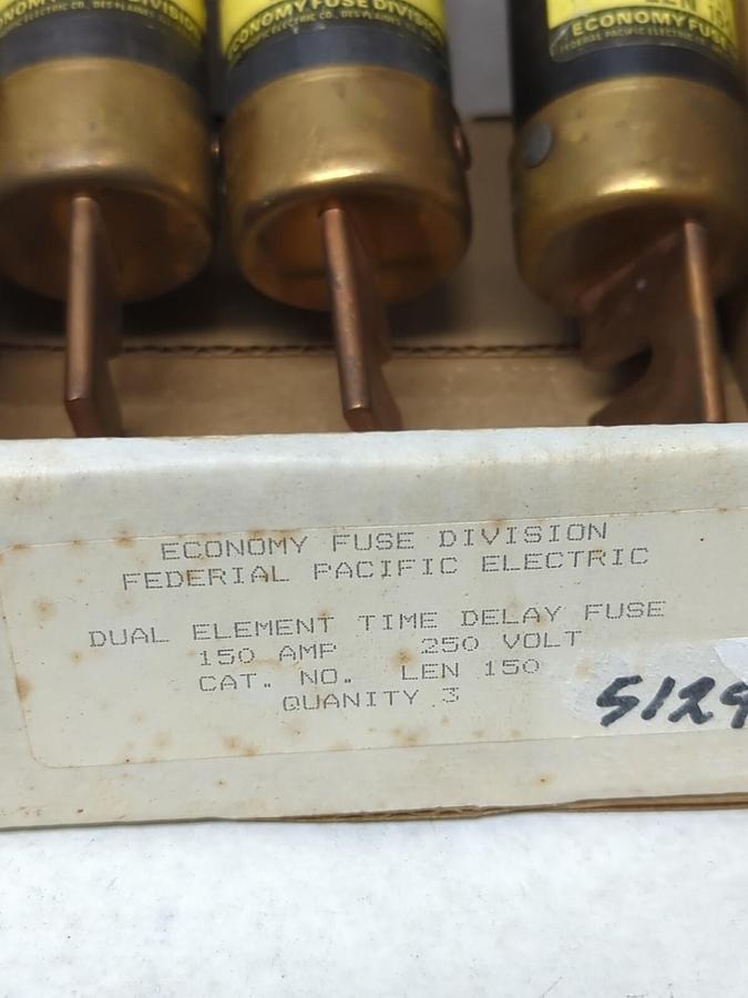 ECONOMY FUSE,LEN 150,150 AMP DUAL ELEMENT FUSE LOT OF 3 NOS