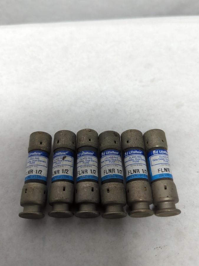 LITTELFUSE,FLNR 1/2,CLASS RK5 FUSE 1/2 AMP LOT OF 6 PRE-OWNED