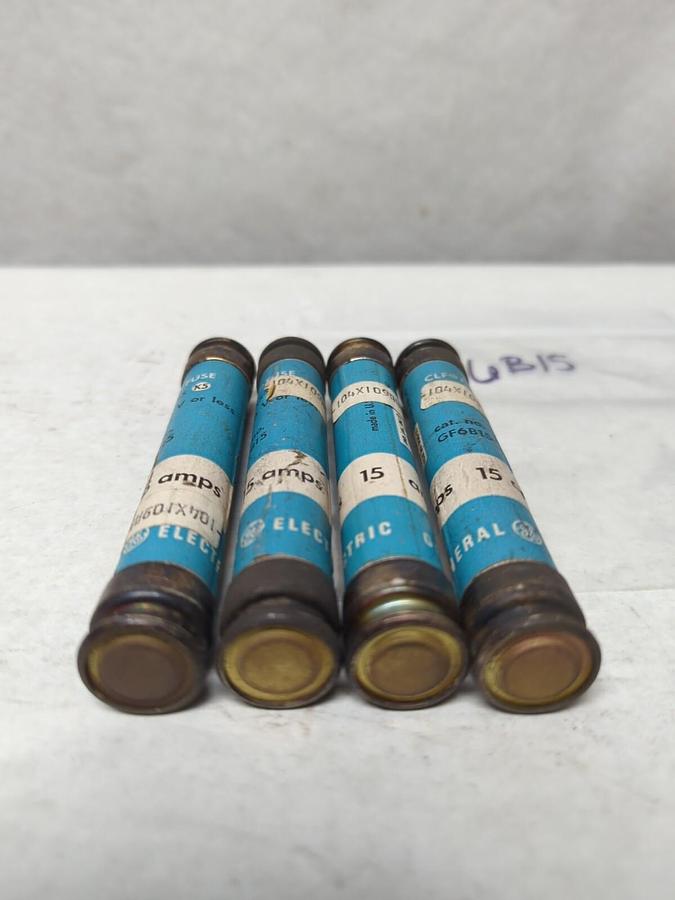 Used GENERAL ELECTRIC,GF6B15,CLASS K5 FUSE 15 AMP LOT OF 4 PRE-OWNED
