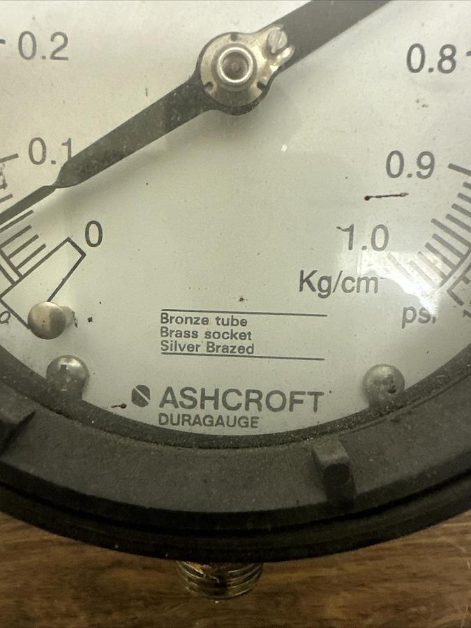 Used Ashcroft,0-1Kg/cm2,Pressure Gauge 0-14 PSI