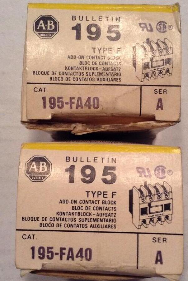 Allen-Bradley,195-FA40, Add On Contact Block  Series A LOT OF 2