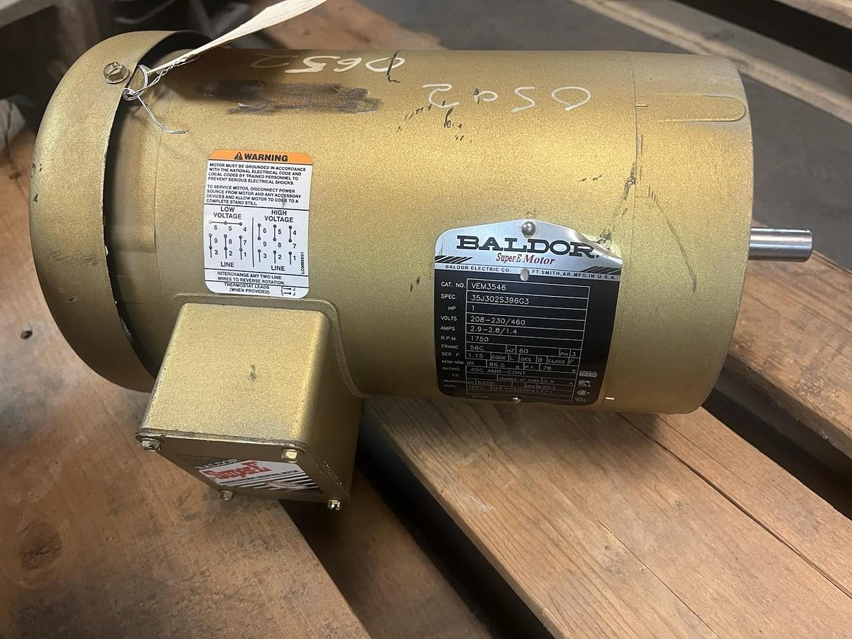 Used BALDOR,VEM3546,SUPER E MOTOR 1HP 1750RPM 3PH 56C
