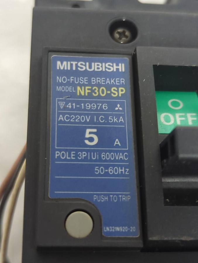 Used MITSUBISHI,NF30-SP,CIRCUIT BREAKER 5 AMP 3-POLE PRE-OWNED