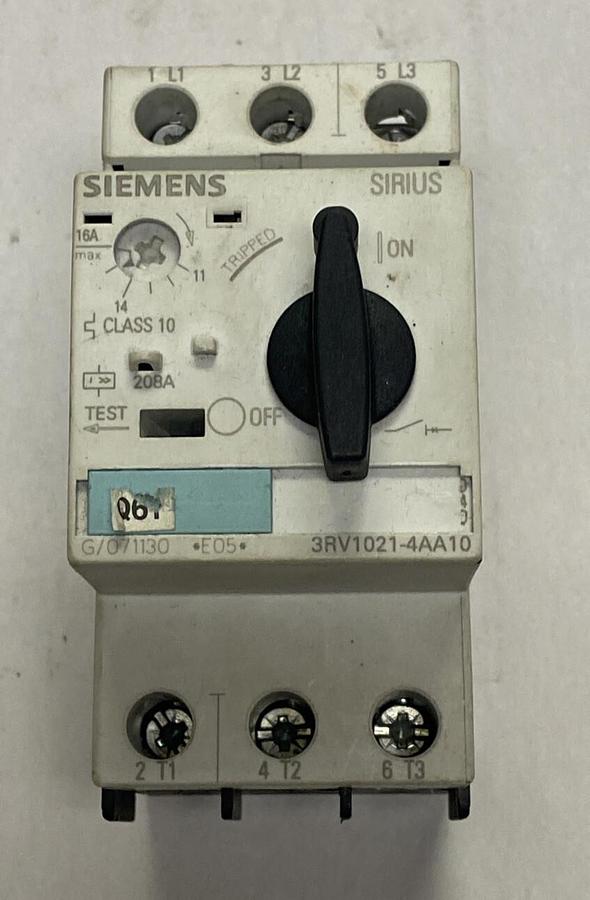 Used SIEMENS,3RV1021-4AA10,CIRCUIT BREAKER 11-16A 3P 690V