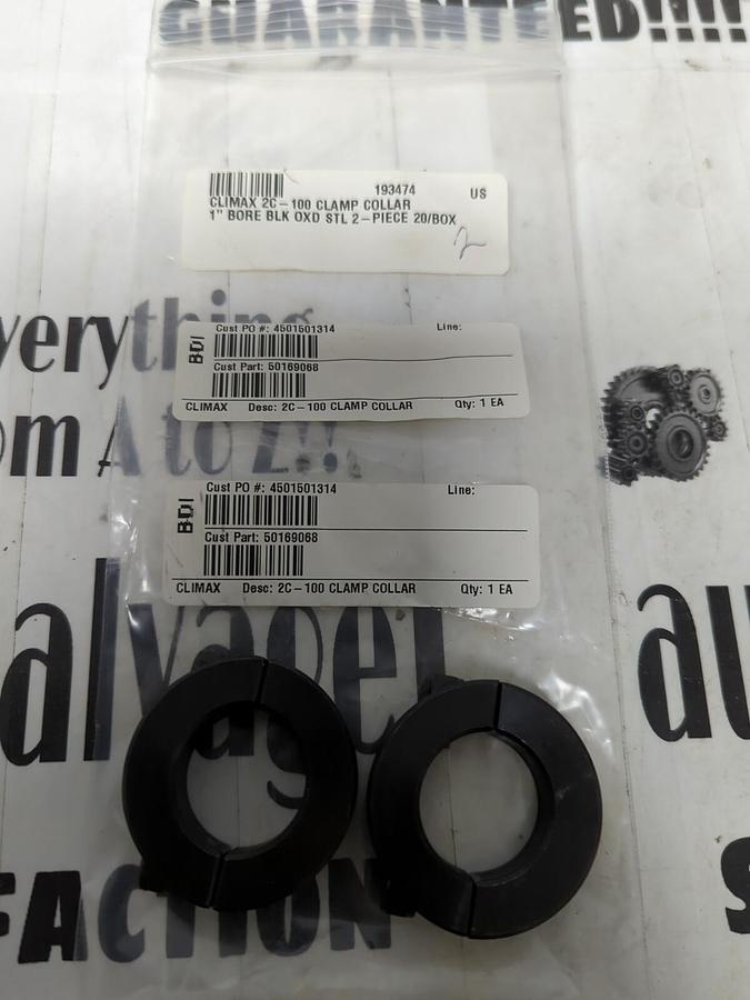 CLIMAX,2C-100,2 PIECE SHAFT/CLAMP COLLAR 1 INCH BORE LOT OF 2 NOS