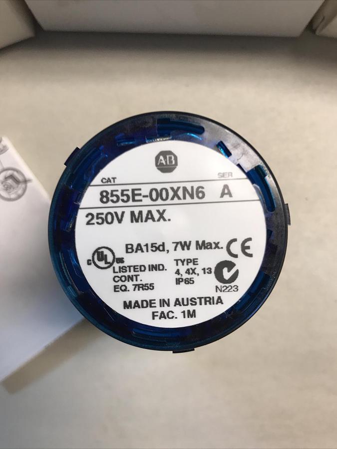 Used Allen Bradley,855E-00XN6,Steady Blue Light Series A Lot of 3