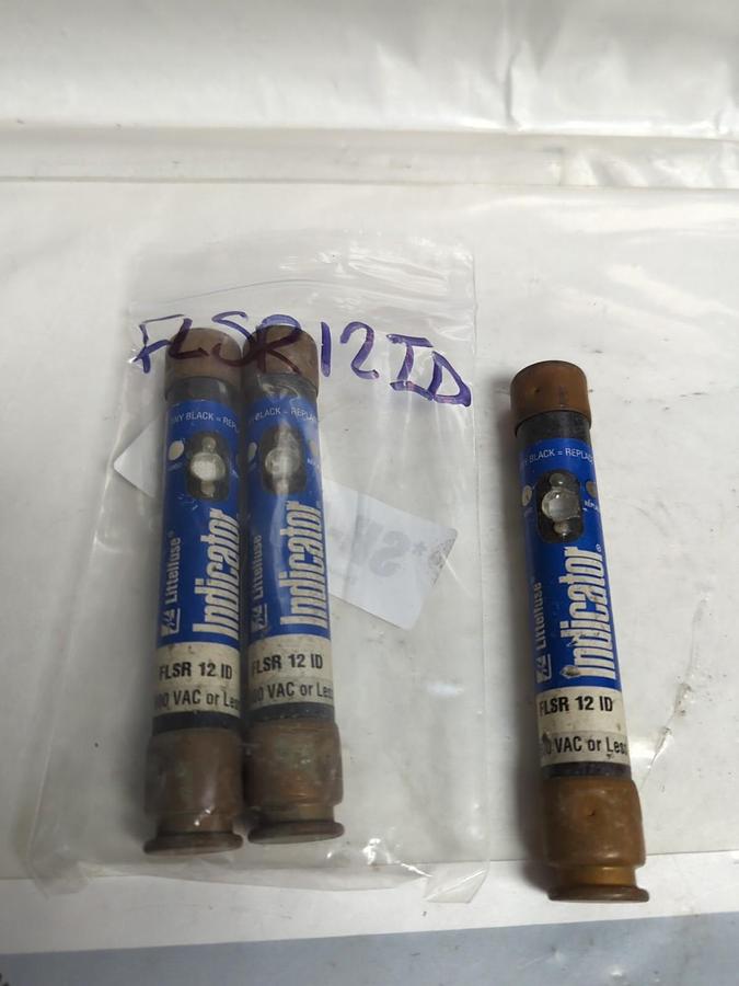 Used LITTELFUSE,FLSR-12ID,INDICATOR FUSE 12 AMP LOT OF 3 PRE-OWNED