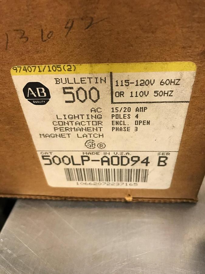 ALLEN BRADLEY,500LP-A0D94,AC Lighting Contactor  SER B