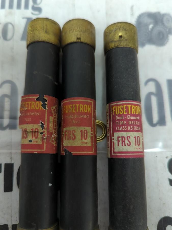 COOPER BUSSMANN,FRS-10,FUSETRON 10 AMP FUSES LOT OF 3 NOS