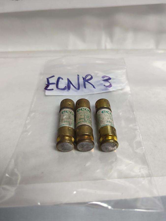 Used ECON,ECNR-3,TIME-DELAY 3 AMP FUSE LOT OF 3 PRE-OWNED