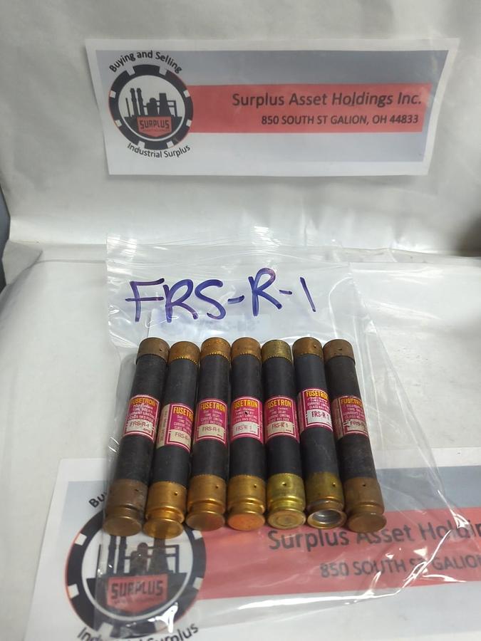 Used COOPER BUSSMANN,FRS-R-1,FUSETRON 1 AMP FUSE LOT OF 7 PRE-OWNED