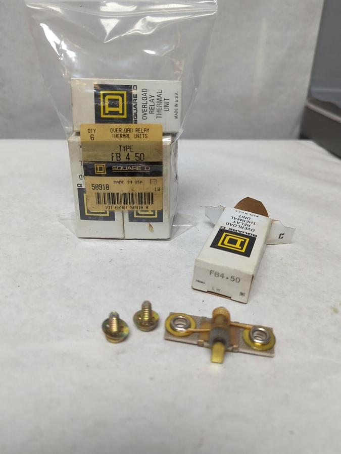SQUARE D,FB 4.50,OVERLOAD RELAY THERMAL HEATER UNIT LOT OF 6 NOS
