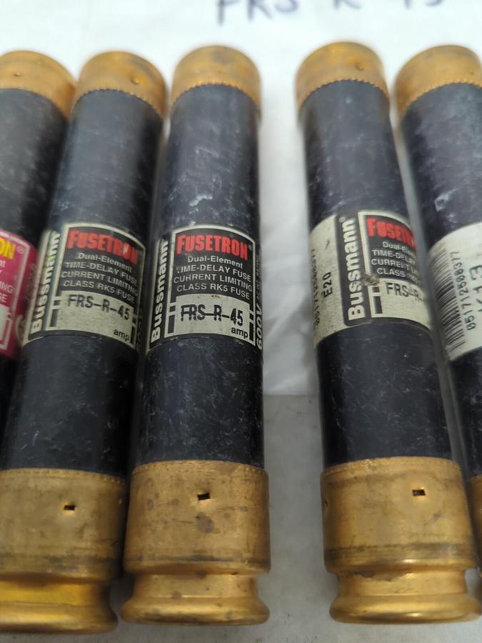 Used COOPER BUSSMANN,FRS-R-45,FUSETRON 45 AMP FUSE LOT OF 6 PRE-OWNED