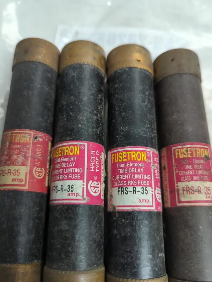 Used COOPER BUSSMANN,FRS-R-35,FUSETRON 35 AMP FUSE LOT OF 4 PRE-OWNED