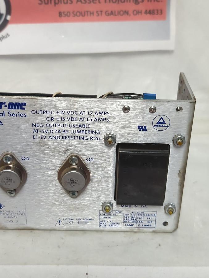 Used POWER-ONE,HBB 15-1.5A,INTERNATIONAL SERIES POWER SUPPLY UNIT PRE-OWNED