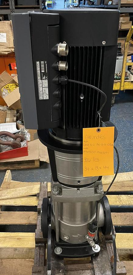 Used GRUNDFOS,CRNE32-2,VERTICAL CENTRIFUGAL PUMP 7.50HP 3467RPM 158.5GPM