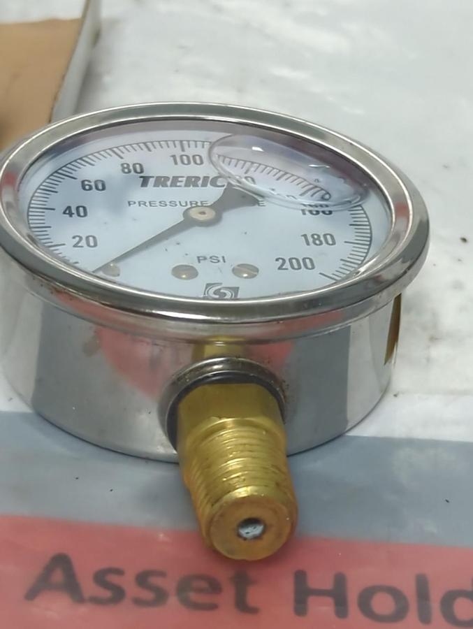 TRERICE,D82LFB,PRESSURE GAUGE 0-200PSI 1/4 NPT LM NOS