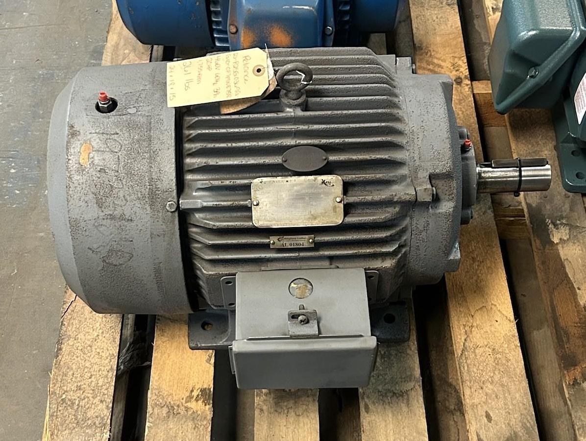 Used RELIANCE,P25G0369G-G10-OP7MN8758,MOTOR 20HP 1755RPM 460V 3PH 256T FR