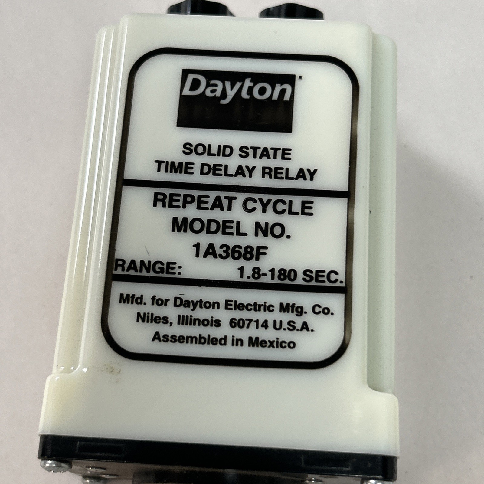 DAYTON,1A368F,TIME DELAY RELAY 1.8-180 SECONDS NOS