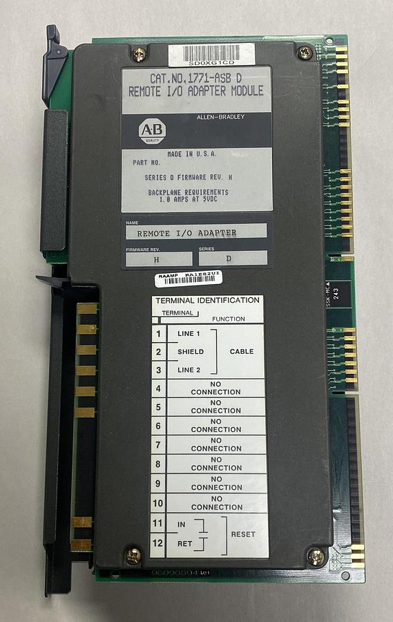 Used ALLEN BRADLEY,1771-ASB,SER D REMOTE INPUT/OUTPUT ADAPTER MODULE REFURBISHED