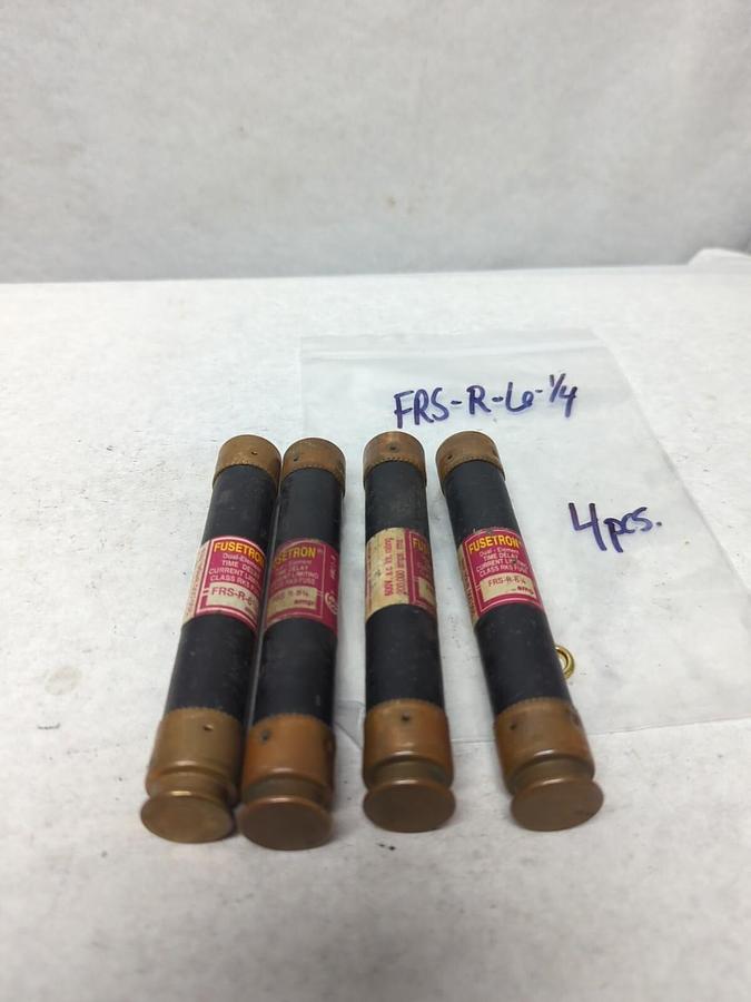 Used COOPER BUSSMANN,FRS-R-6-1/4,FUSETRON 6-1/4 AMP FUSE LOT OF 4 PRE-OWNED