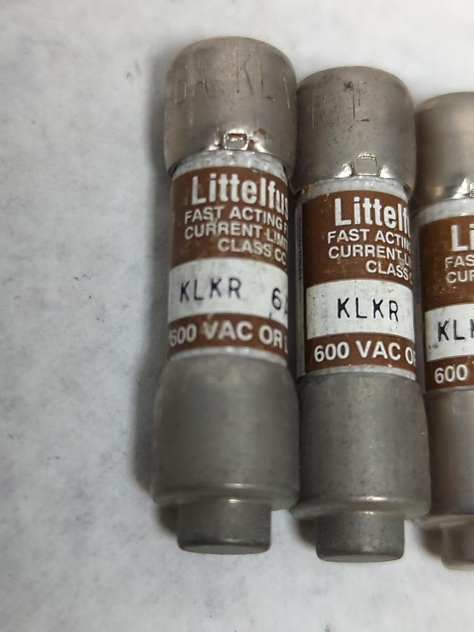 LITTELFUSE,KLKR 6A,FAST-ACTING FUSE LOT OF 3 NOS