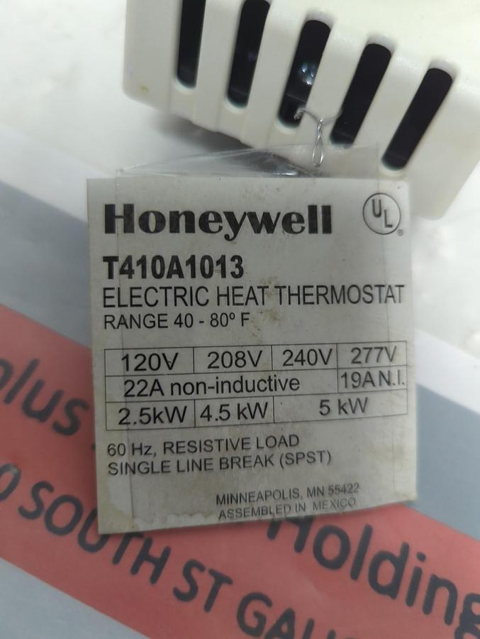Used HONEYWELL,T410A1013,ELECTRIC HEAT THERMOSTAT PRE-OWNED