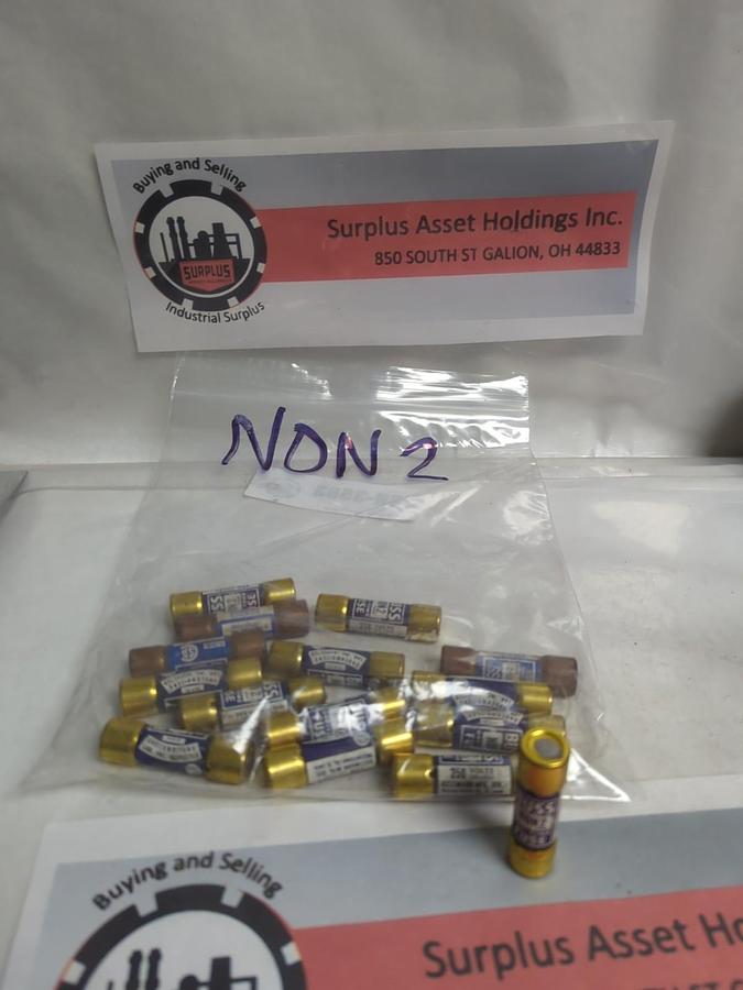 Used COOPER BUSSMANN,NON-2,ONE-TIME FUSE 2 AMP LOT OF 15 PRE-OWNED