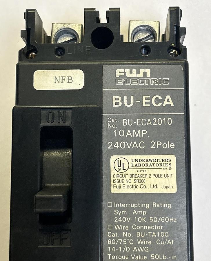 Used FUJI ELECTRIC,BU-ECA2010,CIRCUIT BREAKER 10A 240V 2P