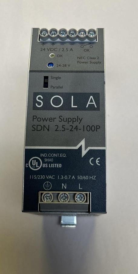 Used EMERSON SOLA HD,SDN2.5-24-100P,POWER SUPPLY 2.5 AMP 24 VDC